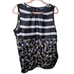 Peter SOM BY Design Nations top black white and goldish tan pineapples sleeveles